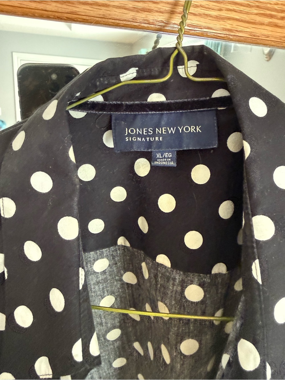 Jones New York Black and White Polka Dot Blouse
